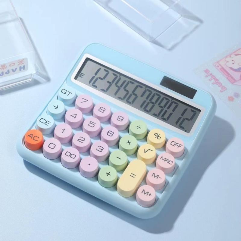 Cute 12 Digit Large LCD Display Calculator Mechanical Switches Calculator with Large LCD Display for Office Work Student