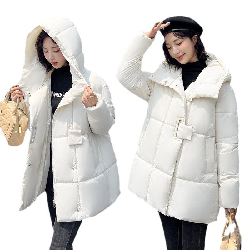 Wind Long Down Cotton Clothes Women's Winter New Fashion Thickened Hooded Warm Loose Cotton Jacket