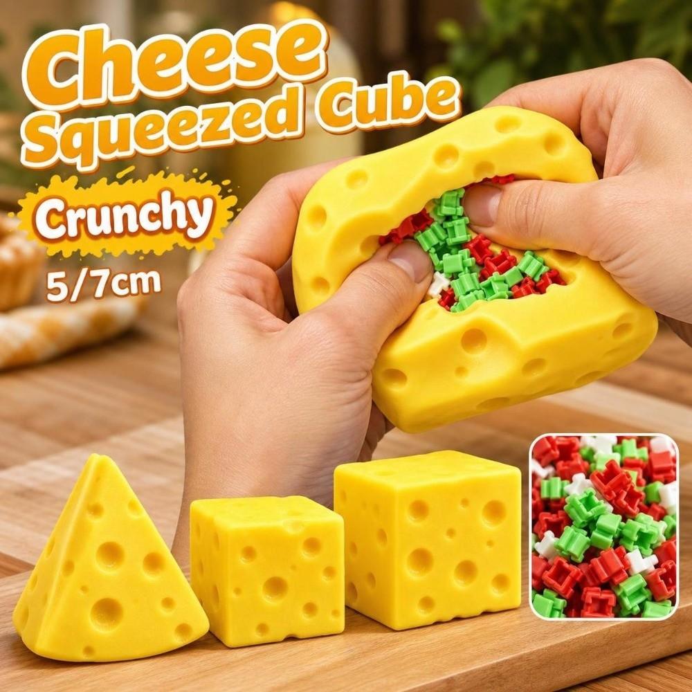 5/7cm Cheese Squeezed Cube Sound Effects TPR Fidget Toy Cheese Stress Ball  Children's Gifts