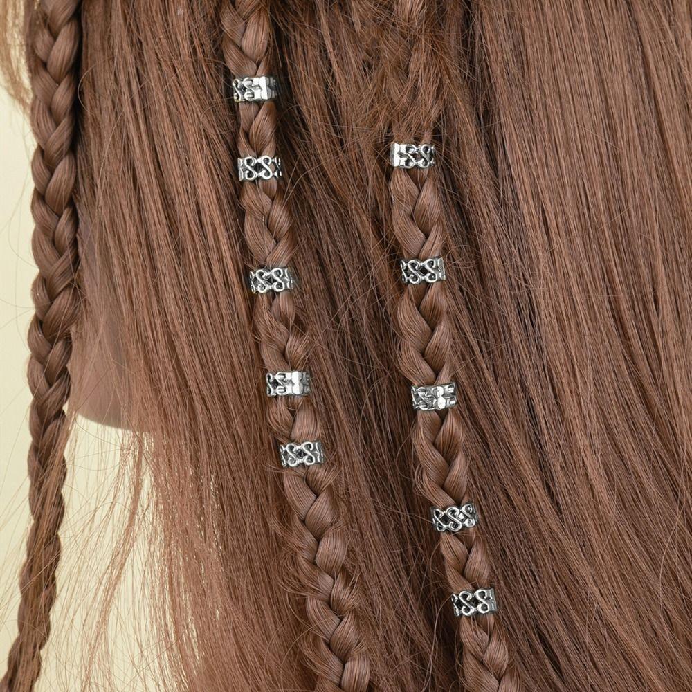 10pcs/set Decoration Alloy Hair Beads Silver Golden Braid Dreadlocks Bead Hair Accessories Women