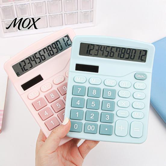 Dual Power Desktop Calculator Solar And Battery Calculator, Large LCD Display Portable Office Durable ABS Material Macaron Pink Blue for Financial