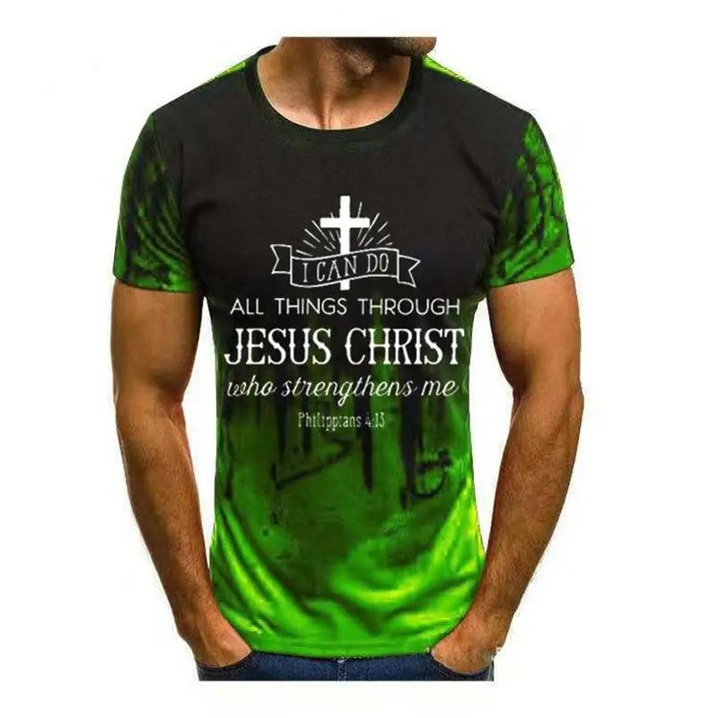 Herren T-Shirt 3D Kreuz Grafik Rundhals Vintage Lässige Oberteile Bedruckte Herrenkleidung Ropa Hombre Kurzarm Übergroße T-Shirts Tees S black