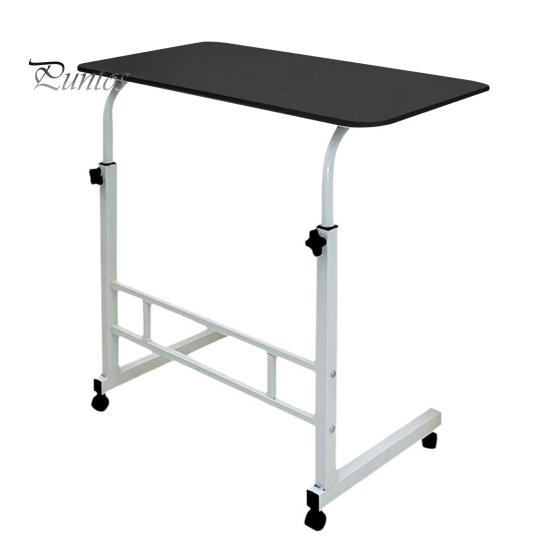 Height Adjustable Bedside Table with Wheels Portable Overbed TV Tray Table Movable Hospital Home Couch Side Standing Laptop Computer Desk
