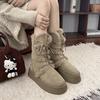 2025 Autumn and Winter Snow Boots Women's Fleece Thickened Thick Sole To Increase the Height of the Fur Integrated Northeast Cotton Shoes Fluffy