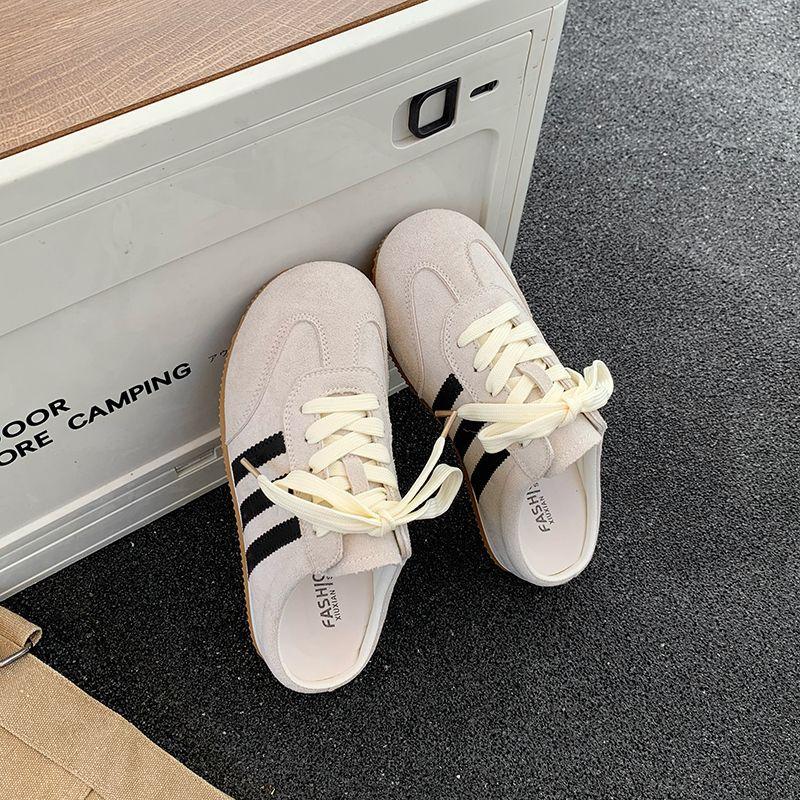 Baotou half slippers women wear new yellow women without heels and one pedal lazy