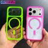 Custodia Magnetica Trasparente Colore Neon Originale Per Iphone 17air 16 16pro 15 14 pro Max Pulsante Fotocamera Tattile Per Magsafe Cover Rigida
