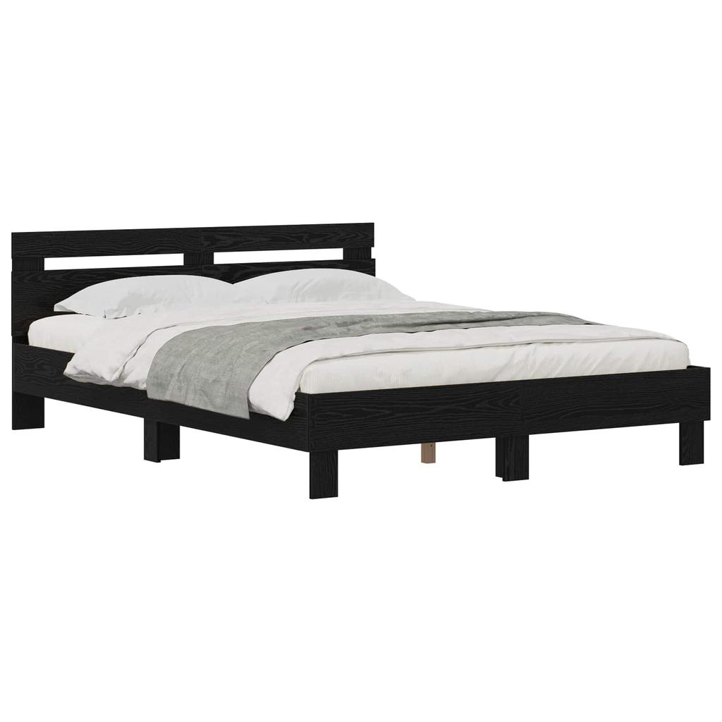 vidaXL Bettrahmen Schwarz Eichen-Optik 140 x 200 cm Holzwerkstoff