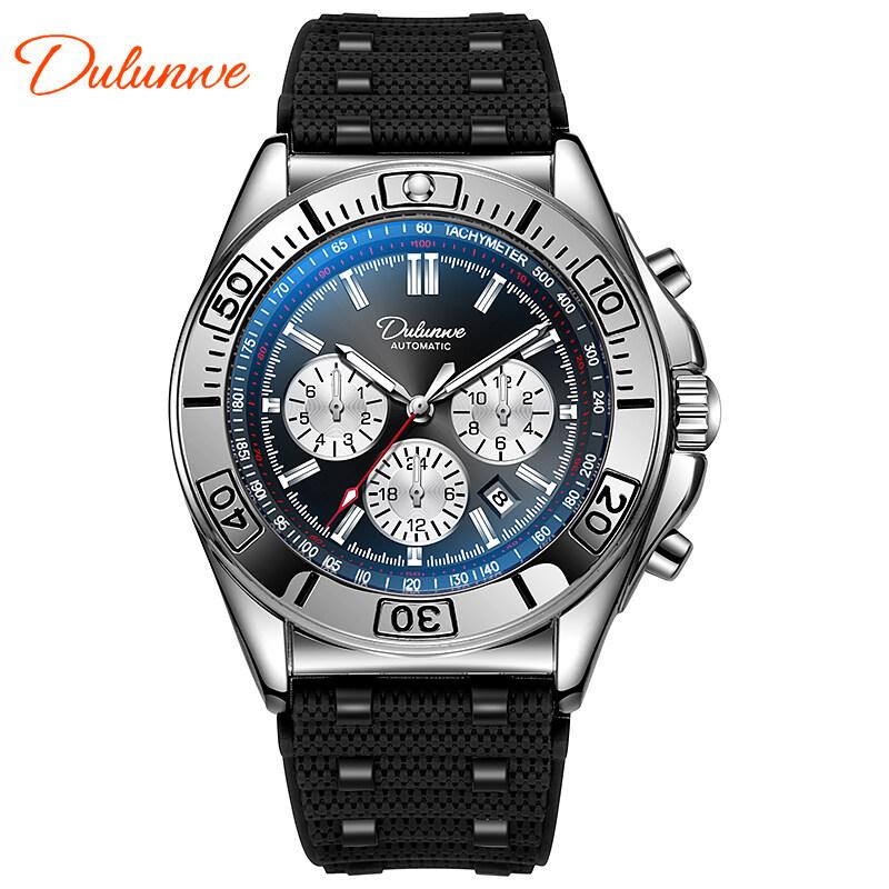 Męski zegarek mechaniczny z automatycznym naciągiem, wielofunkcyjny kalendarz na tarczy, modny sportowy zegarek na rękę dla mężczyzn
