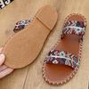 Fashion 2025 Summer New Bohemian Style Flat Sandals for Plus Size Women Beach Ready with Trendy Elements Anti-slip Big Size Shoes 43