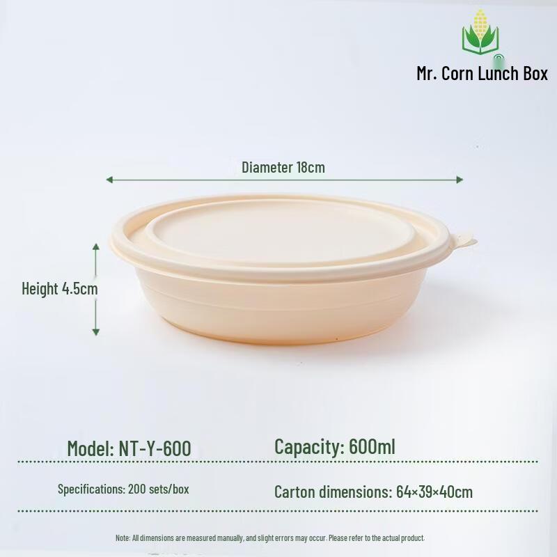 Mr. Corn 600ml Biodegradable Corn Starch Food Container