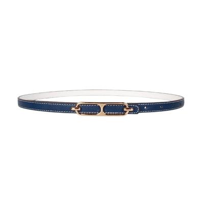 Reversible Belt with Gold Slim Fits Dresses and Women's Buckle, Fit, Elegant, Pants, Blue/White (Blue/White)