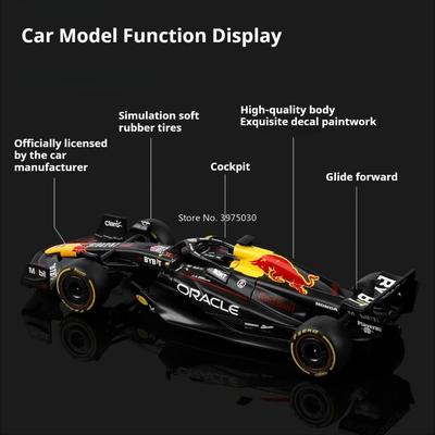 1:43 F1 Oracle Red Bull Racing RB19 Verstappen Voitures Jouets Alliage Modèles Moulés Sous Pression Volant Direction Modèle Miniature Objet de Collection