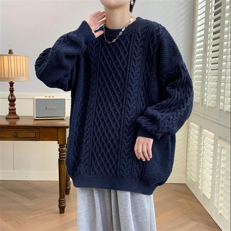 

Горячая распродажа, новый осенне-зимний повседневный свитер с круглым вырезом, вязаный свитер, большой размер, свободный свитер 185 синий