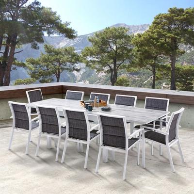 Garden Furniture Set ModuloWood T 6/10 + F 10 Glass Decorative Wood White Wilsa Garden