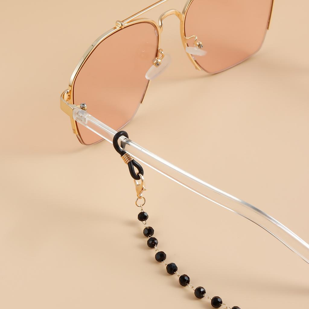 Metal Glasses Chain Mask Chain Simple High-End Glasses Chain Women'S Black Crystal Neck Glasses Accessories