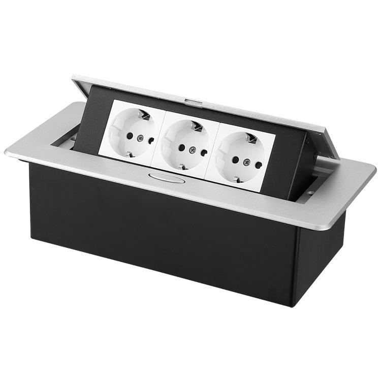 Silver Modular Type 45 EU Flush Pop-up Power Socket (German Standard)