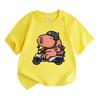 Kids Boys Girls 100% Cotton Crew Neck Short Sleeve T-Shirt, Cute Capybara Ride Electric Motorcycle Printed Casual Soft Lightweight Tee for Children Da