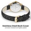 PINDOWS Slim Minimalist Quartz Analog Watch with Black Leather Strap and Case A Stylish and Elegant Everyday Watch Women's Gold-Tone -