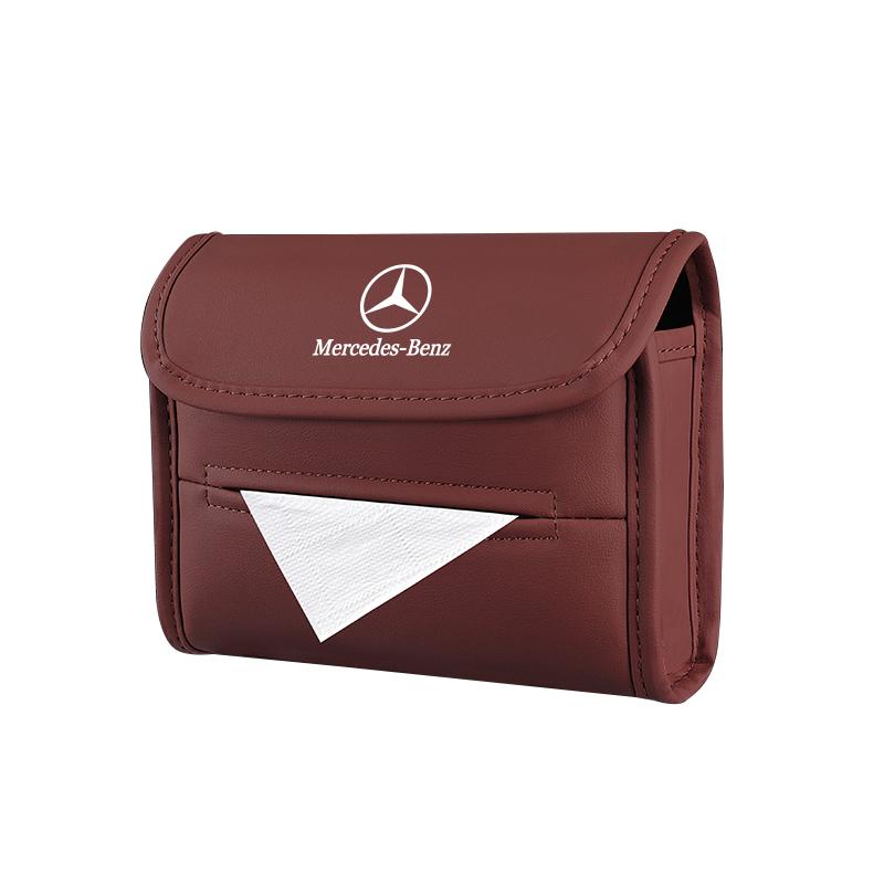 GLC GLB Car Tissue Box Holder Leather Sun Visor Backseat Tissue Case For Mercedes Benz AMG W204 W205 W203 W211 W212 W213 W201 W