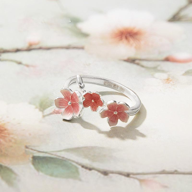 Adjustable Rings Elegant Minimalist Rings Gradient Flower Ring Opening Rings Women Jewelry