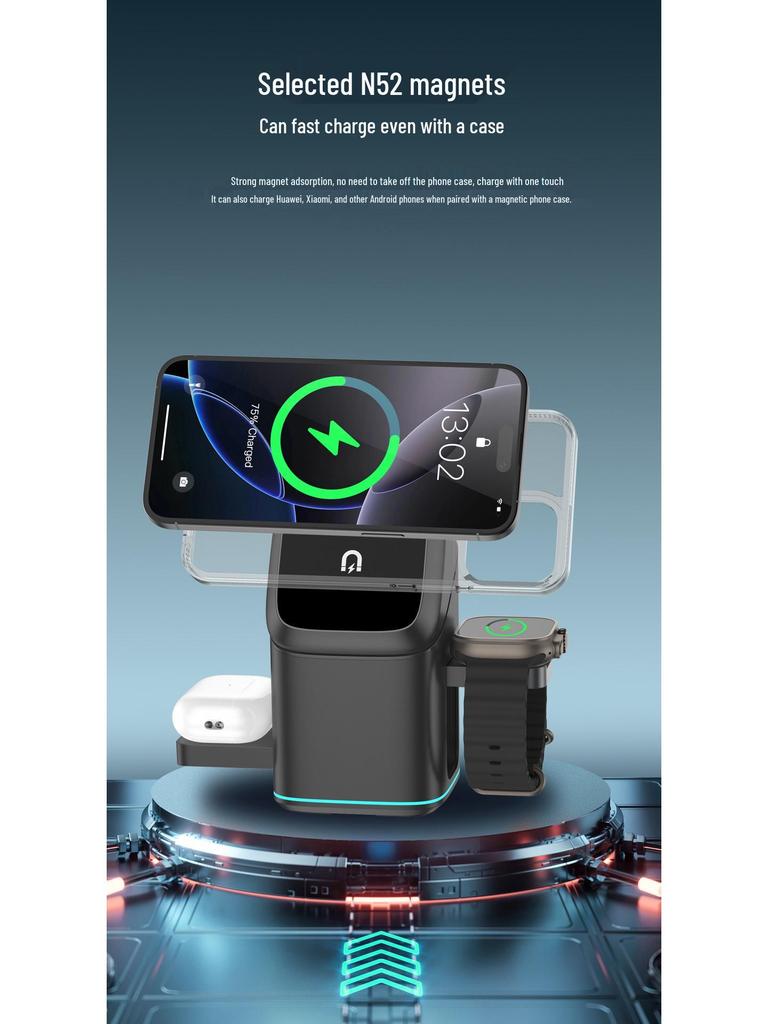 3-in-1 Magnetic Rotating Wireless Charger for Apple Phones