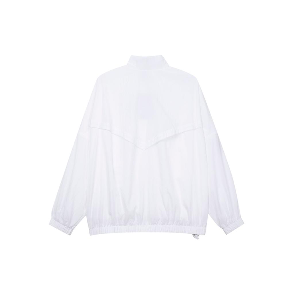 Nike Embroidered Logo Solid Color Zip Jacket Women Outerwear White DM6186-100