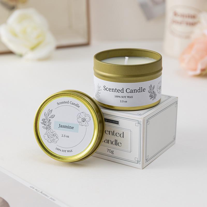 Soy Wax Scented Candle in Gold Tin - Smokeless Aromatherapy Gift Box