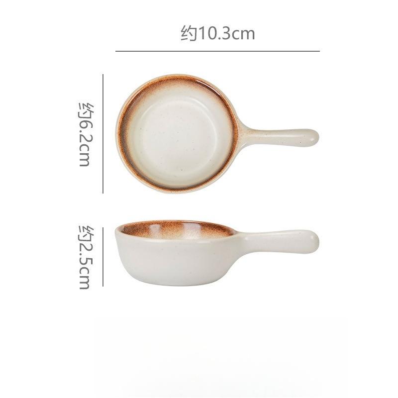 

Handle Plate Household Dipping Dish Small Vegetable Dish Retro and Simple Restaurant Japanese Dipping Dish Ceramic Dipping Dish