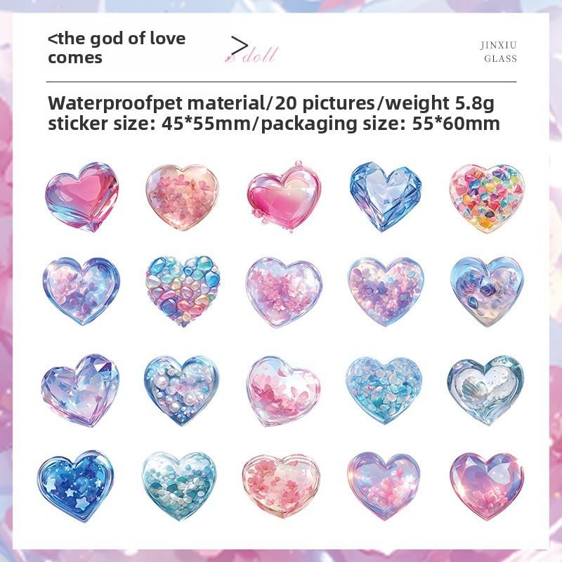 20 Pcs PET Scrapbook Stickers Fruit Heart Decorative Stickers for Scrapbooking Crafts Junk Journal Diary Stickers