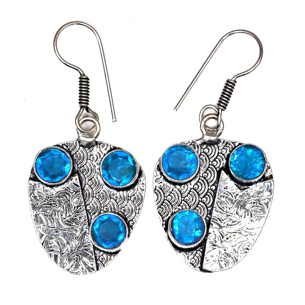 925 Silver Blue London Topaz Sterling Gemstone Earring Earrings Jewelry
