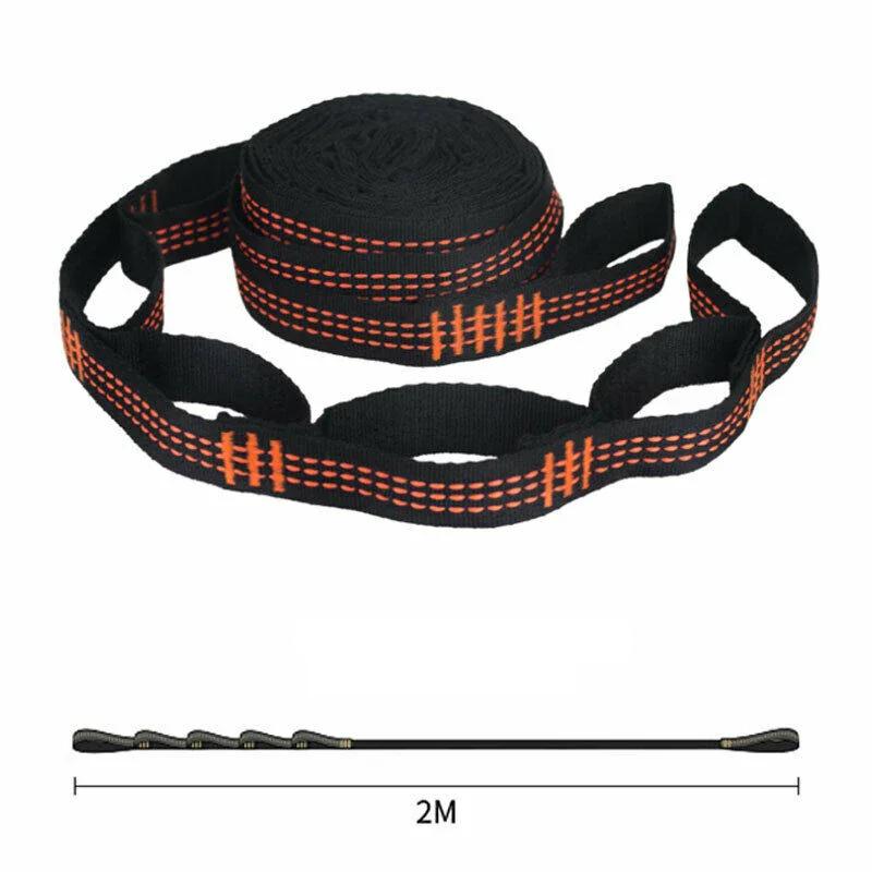 Correias De Poliéster Reforçado Para Acampamento AO Ar Livre Black Hammock Straps 5 Ring Alta Carga-rolamento Farpado 2pcs