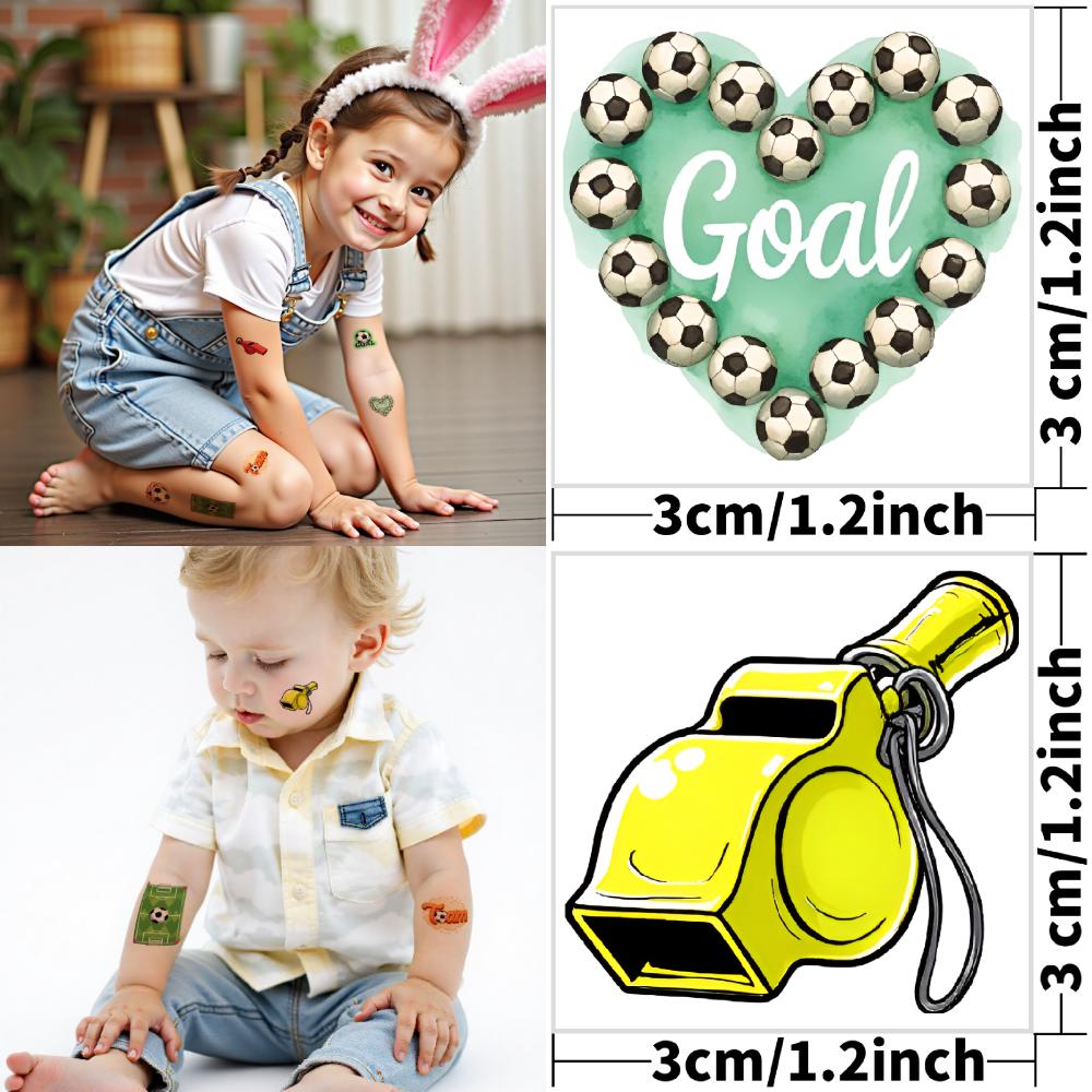 54 Stück Temporäre Tattoos für Kinder Fußball Fake Tattoo Aufkleber Wasserdichte Tattoo Aufkleber für Hand Körper Arm Party Geschenk