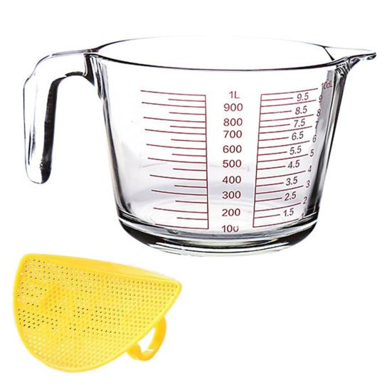 Glass Measuring Cup 500/1000ml Heat-Resistant Measuring Jug with Spout & Markings Kitchen Measuring Tools