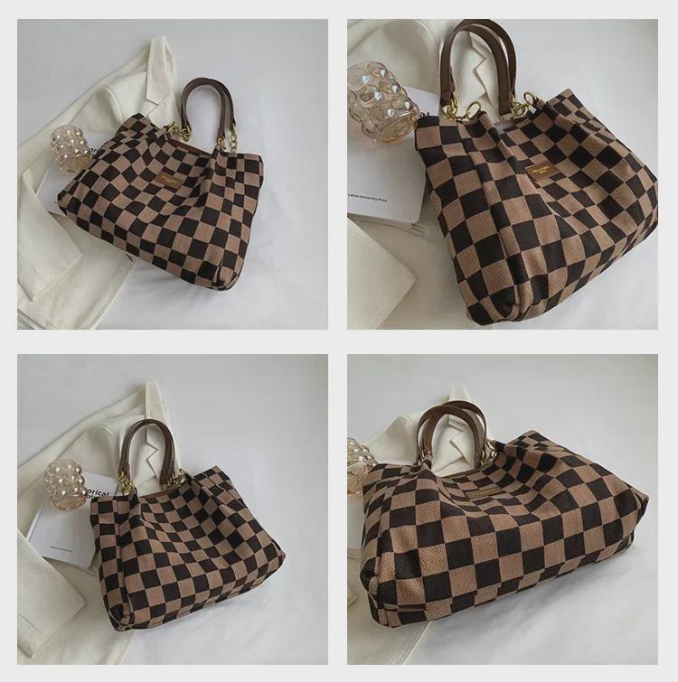 Women's Large-Capacity Leopard Print Tote Bag - 2023 Checkerboard Fashion Shoulder Bag