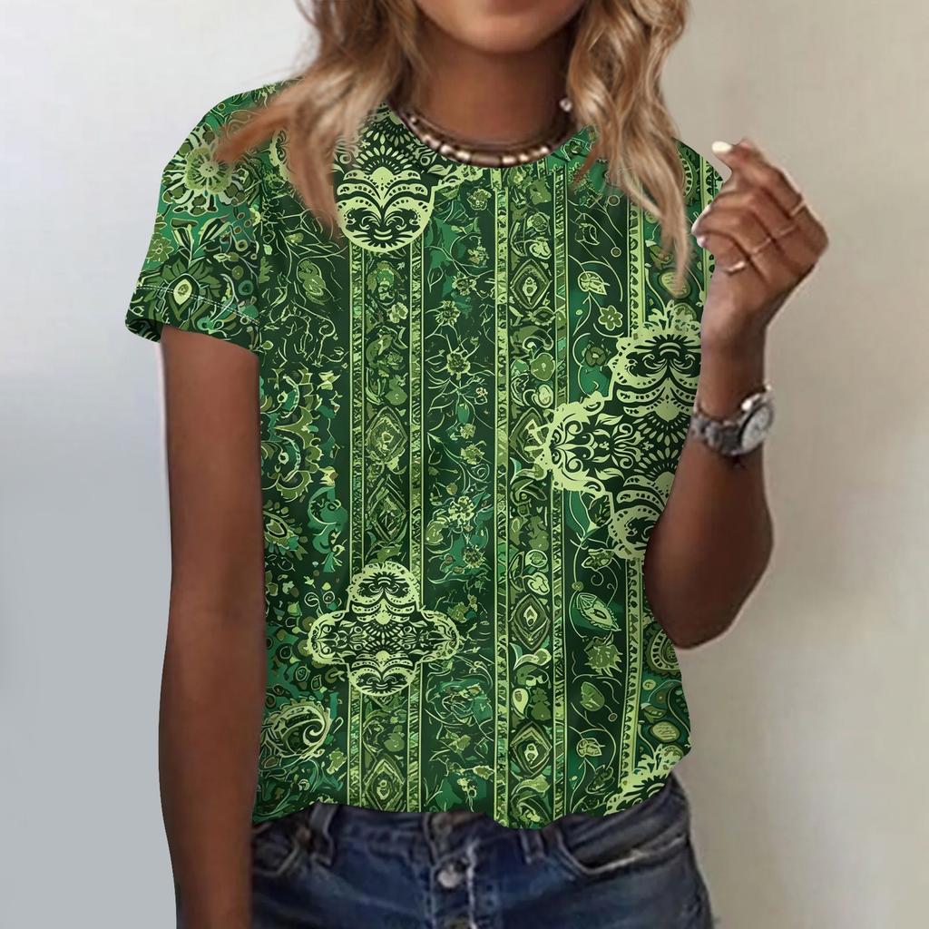 Top da Donna Casual a Manica Corta con Vestibilità Larga, Stampa Floreale, Leggero e Comodo, Adatto per l'Uso Quotidiano e le Attività all'Aperto