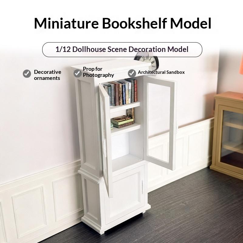 Miniatur Bücherregal Ornament Mikro Szene Lagerregale Ornamente 1/12 Puppenhaus Vitrine Modell Puppenhaus Möbel Dekor