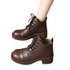 Thick Heel Small Short Boots Women's New Spring and Autumn Thin Single Boots Leather with Skirt Martin Boots