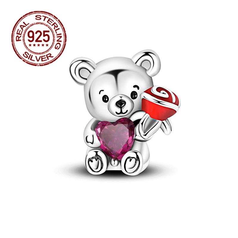 Fashion S925 Silver Pendant Firefly Pendant Cute Bear Beads Suitable For 3MM Original Bracelet Women Jewelry Gifts