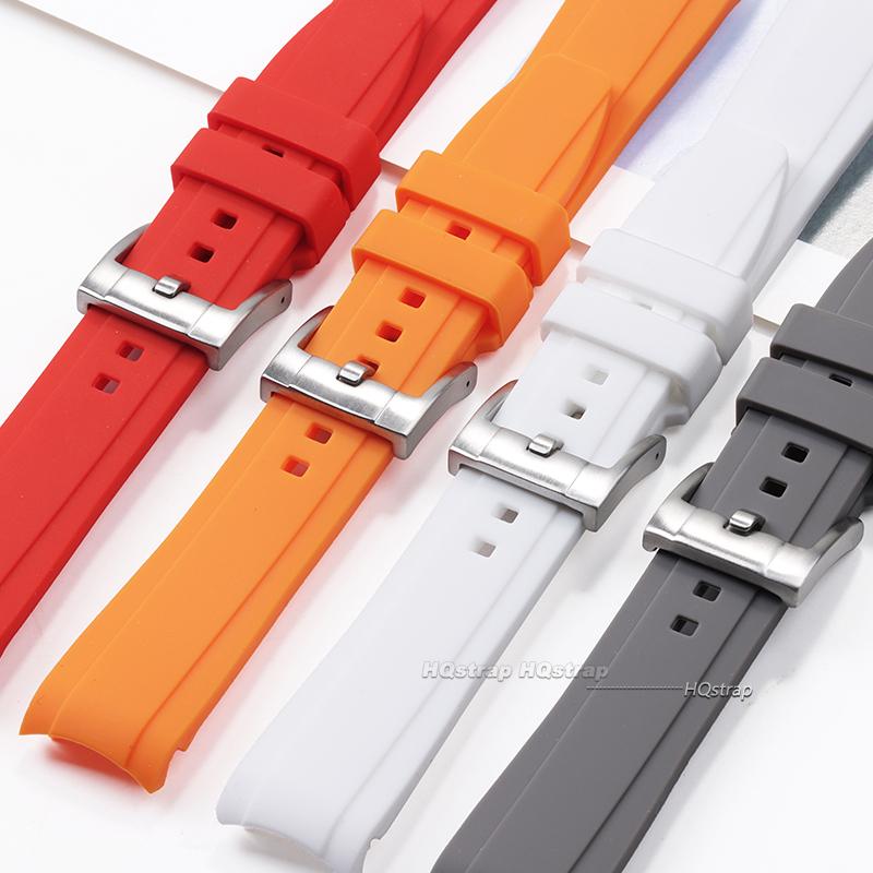 Curved End Silicone Strap for Swatch Rubber Watch Band for Rolex Sport Waterproof Bracelet for Citizen 20mm 22mm Universal Bands