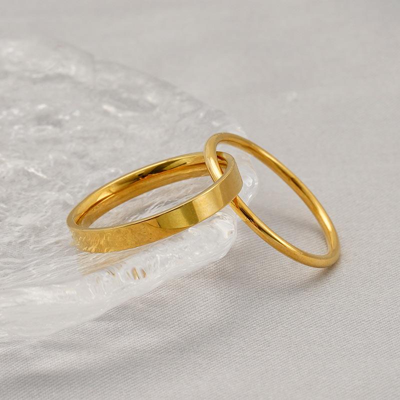 Stainless steel Korean version double-layer ring interlocking ring set fashionable titanium steel jewelry women