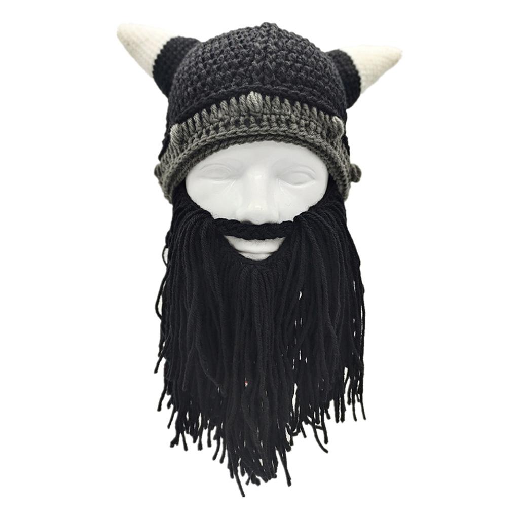 2 PCS Funny Knit Beard Mustache Beanie Hat Winter Fall for Parent-Child Cosplay