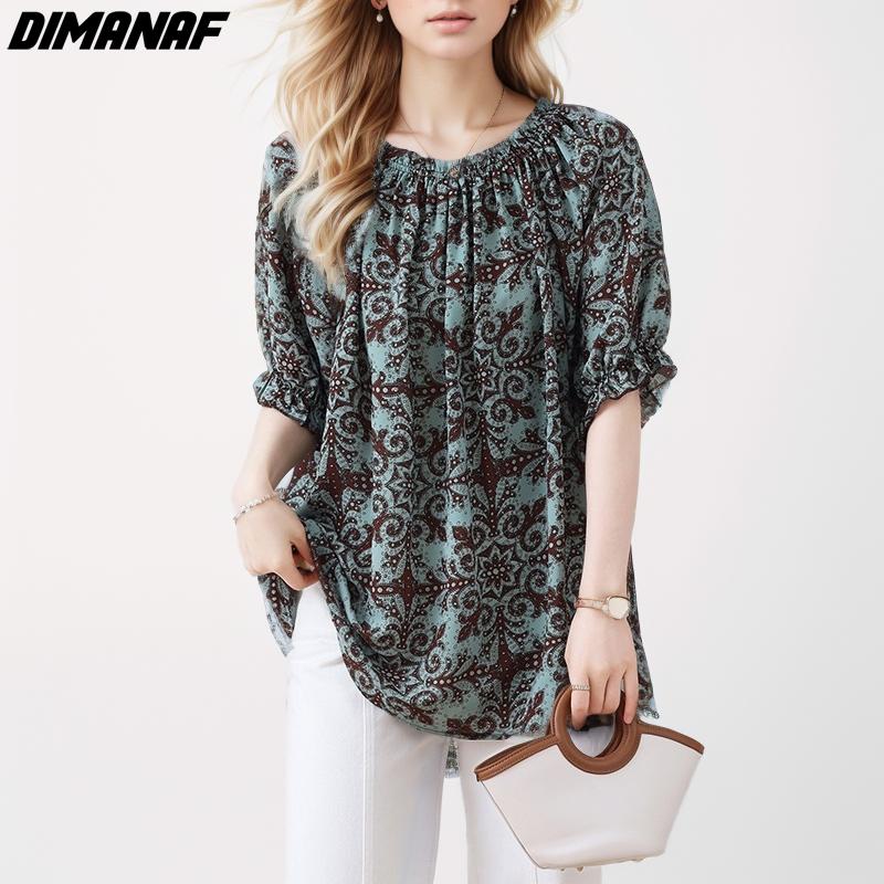 

Dimanaf 2024 Новая летняя женская свободная футболка больших размеров, хлопковая рубашка с винтажным принтом, повседневные базовые топы, футболки с коротким рукавом L темно-синий