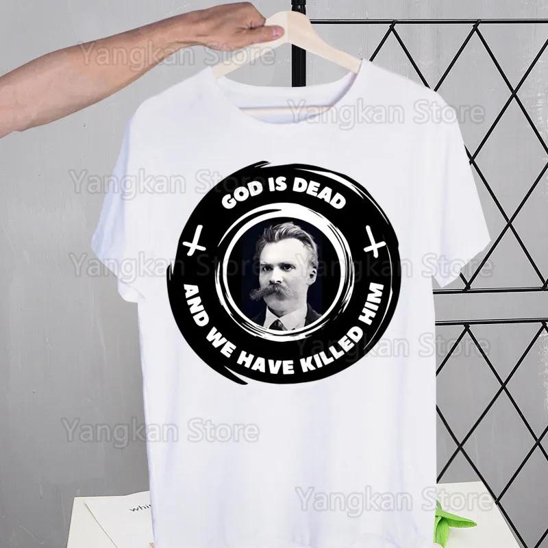 Gott ist tot Friedrich Nietzsche Nihilist T-Shirts Tees Shirt Tops Design Kurzärmlig Harajuku Mann Ästhetisch Anime T-Shirt