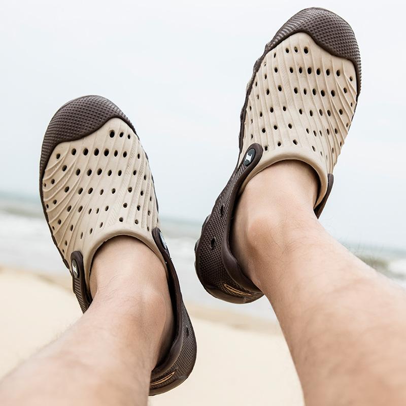 Fashion Summer Sports Men's Hollow Sandals Casual Beach Shoes Comfortable Breathable Sandals Comfortable Eva Soft Sole Unisex Slippers