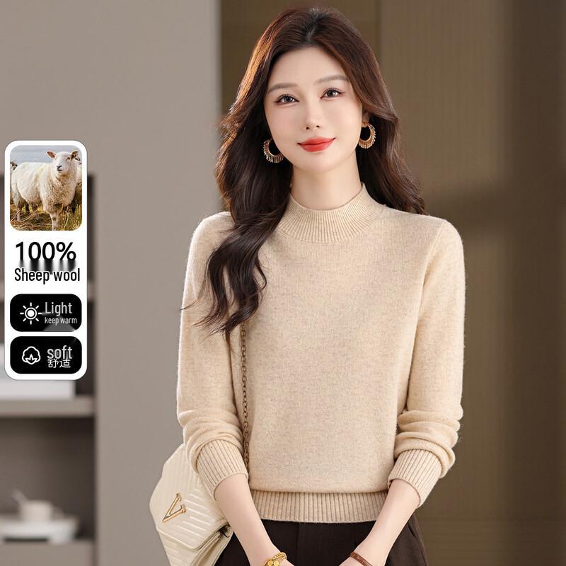 Snowflying Women s 100% Merino Wool Half-High Neck Sweater 2XL