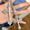 Women Silver Cross Choker Fashion Punk Gothic Rose Cross Pendants Necklace for Y2k Hip Hop Necklace Sweater Chain Gifts