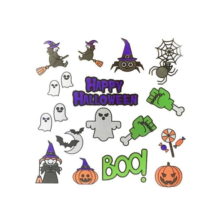 Faux tatouage happy halloween enfant - Noir