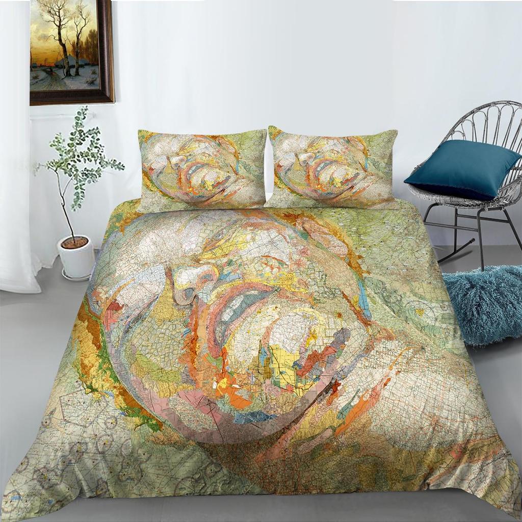 2023 Set de husă de pilotă cu hartă în stil nou King Queen Size Lenjerie de pat World Luxury Husă de pilota 3D băiat, fată, bărbat, femeie, set de lenjerie de pat moale