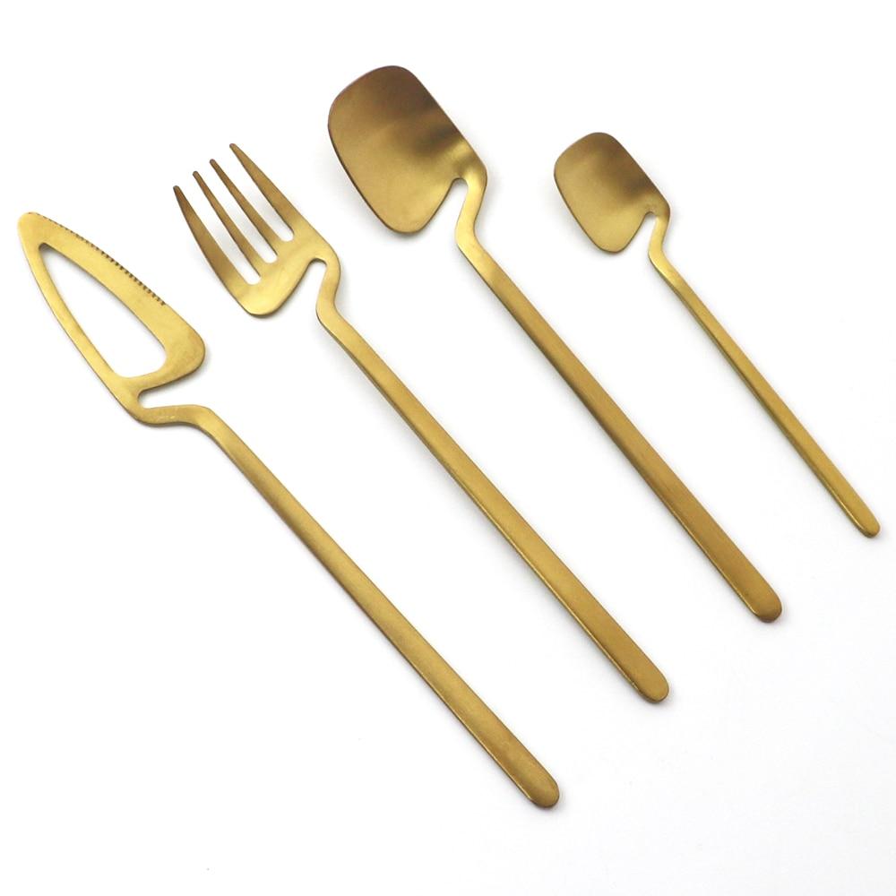 16Pcs Black Cutlery Set Knives Forks Tea Spoons Tableware Set Stainless Steel Matte Dinnerware Set Party Kitchen Silverware Flatware Set