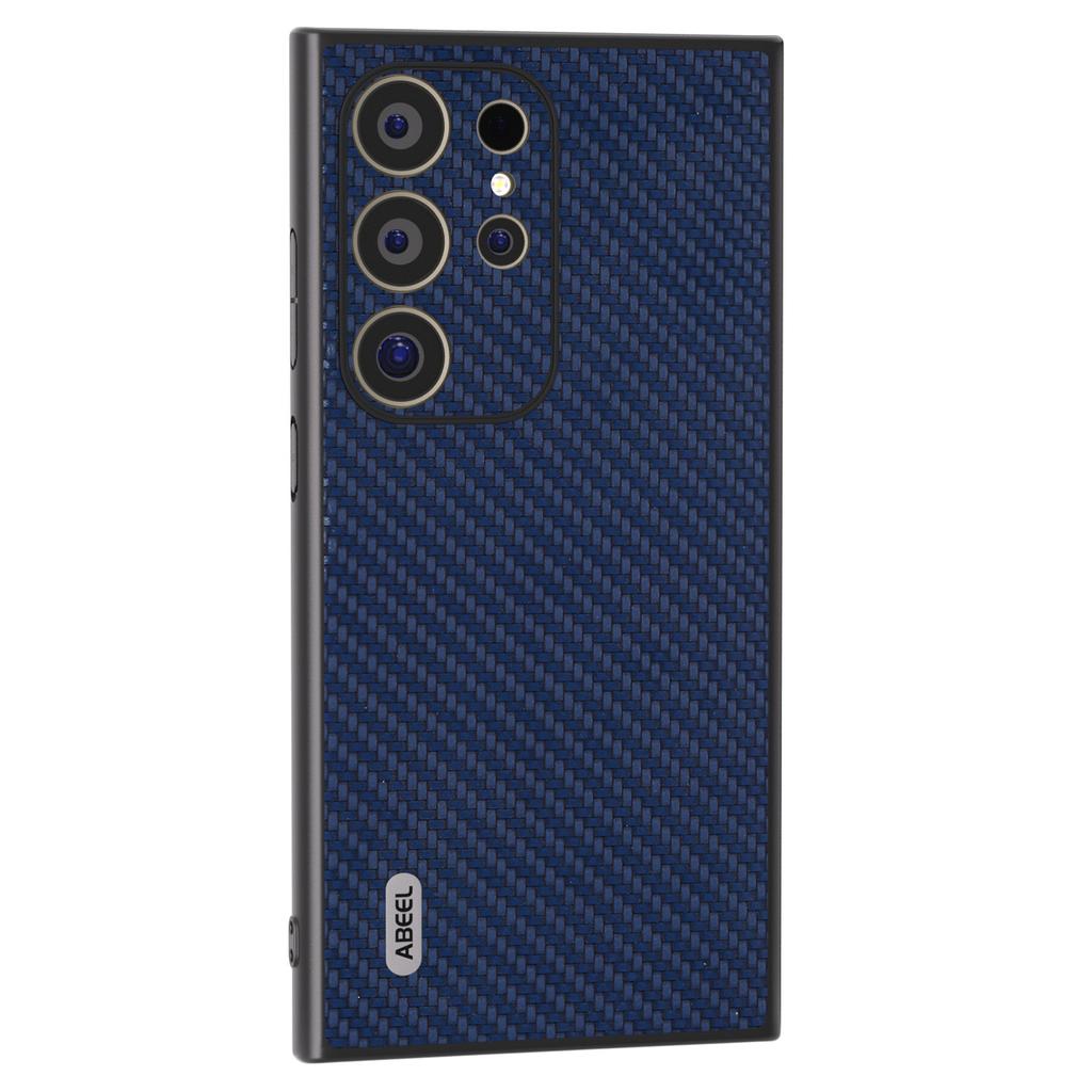 ABEEL For Samsung Galaxy S24 Ultra Case Carbon Fiber Texture PU Leather+PC+TPU Cell Phone Cover